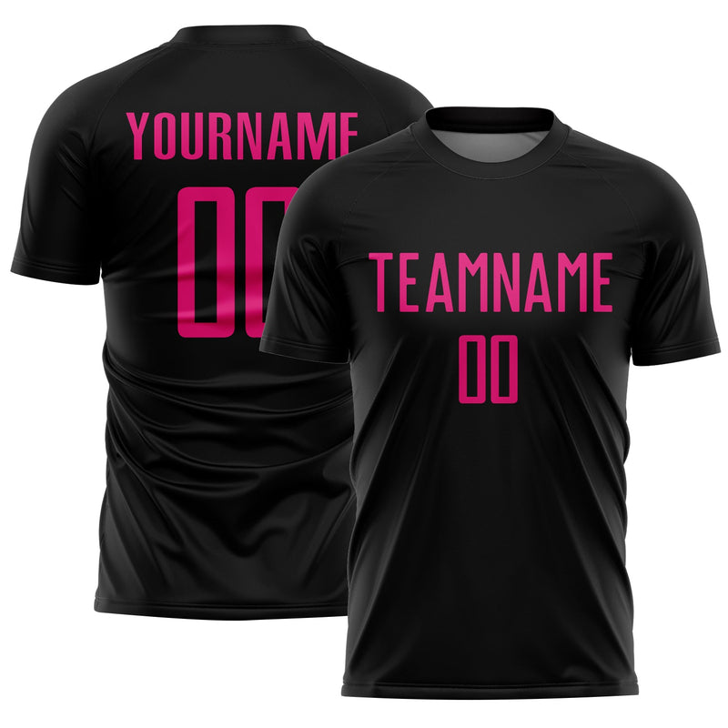 Custom Black Hot Pink Sublimation Soccer Uniform Jersey