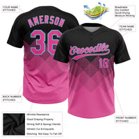 Custom Black Pink-Light Blue 3D Pattern Gradient Square Shapes Two-Button Unisex Softball Jersey