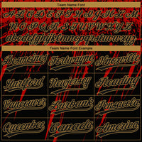 Custom Black Black Red-Old Gold 3D Pattern Two-Button Unisex Softball Jersey