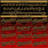 Custom Red Black-Old Gold 3D Pattern Gradient Square Shapes Two-Button Unisex Softball Jersey