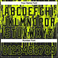 Custom Black Black-Neon Green 3D Pattern Two-Button Unisex Softball Jersey
