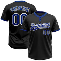 Custom Black Royal-White Two-Button Unisex Softball Jersey