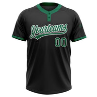 Custom Black Kelly Green-White Two-Button Unisex Softball Jersey