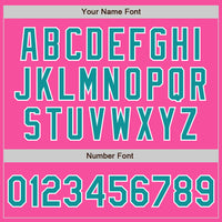 Custom Pink Teal-White Two-Button Unisex Softball Jersey