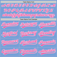 Custom Light Blue Pink-White Two-Button Unisex Softball Jersey