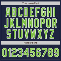 Custom Navy Neon Green-White Two-Button Unisex Softball Jersey