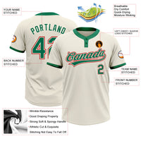 Custom Cream Kelly Green-Red Two-Button Unisex Softball Jersey