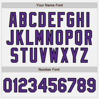 Custom White Purple-Black Two-Button Unisex Softball Jersey