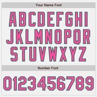 Custom White Pink-Kelly Green Two-Button Unisex Softball Jersey