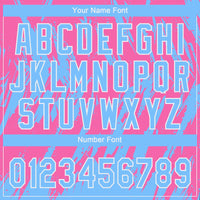 Custom Pink Powder Blue-White 3D Pattern Two-Button Unisex Softball Jersey