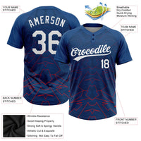 Custom US Navy Blue White-Red 3D Pattern Two-Button Unisex Softball Jersey