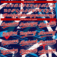 Custom Navy Red-White 3D Pattern Two-Button Unisex Softball Jersey