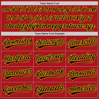 Custom Red Black-Yellow Two-Button Unisex Softball Jersey
