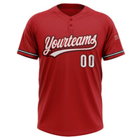 Custom Red White-Black Two-Button Unisex Softball Jersey