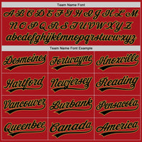 Custom Red Black-Old Gold Two-Button Unisex Softball Jersey