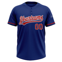Custom Royal Red-White Two-Button Unisex Softball Jersey