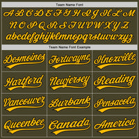 Custom Olive Gold-Black Salute To Service Two-Button Unisex Softball Jersey