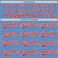Custom Powder Blue Red-White Two-Button Unisex Softball Jersey