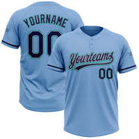 Custom Light Blue Navy Gray-Teal Two-Button Unisex Softball Jersey