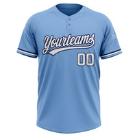 Custom Light Blue White-Navy Two-Button Unisex Softball Jersey