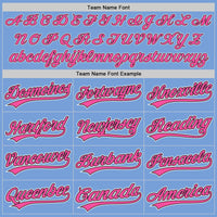 Custom Light Blue Pink-Black Two-Button Unisex Softball Jersey