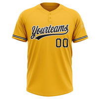 Custom Gold Black-White Two-Button Unisex Softball Jersey