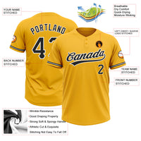 Custom Gold Black-White Two-Button Unisex Softball Jersey