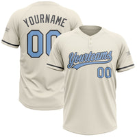 Custom Cream Light Blue-Steel Gray Two-Button Unisex Softball Jersey