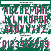 Custom Kelly Green Pink-White 3D Pattern Abstract Sharp Shape Two-Button Unisex Softball Jersey