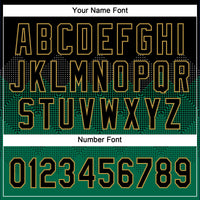 Custom Black Kelly Green-Old Gold 3D Pattern Gradient Square Shapes Two-Button Unisex Softball Jersey