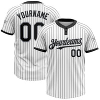 Custom White Black Pinstripe Gray Two-Button Unisex Softball Jersey