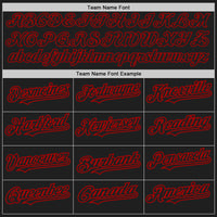 Custom Black Red Pinstripe Red Two-Button Unisex Softball Jersey