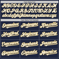 Custom Navy Old Gold Pinstripe White Two-Button Unisex Softball Jersey