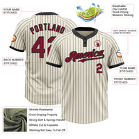 Custom Cream Black Pinstripe Crimson Two-Button Unisex Softball Jersey