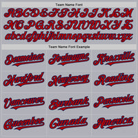 Custom Gray Navy Pinstripe Red Two-Button Unisex Softball Jersey