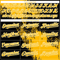 Custom Gold Black-White 3D Pattern Abstract Brush Stroke Two-Button Unisex Softball Jersey