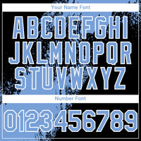 Custom Light Blue Black-White 3D Pattern Abstract Brush Stroke Two-Button Unisex Softball Jersey