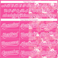 Custom Pink White 3D Pattern Tropical Palm Leaves And Famingo Two-Button Unisex Softball Jersey