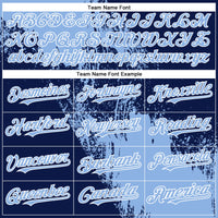 Custom Light Blue Navy-White 3D Pattern Abstract Brush Stroke Two-Button Unisex Softball Jersey