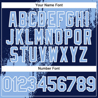 Custom Light Blue Navy-White 3D Pattern Abstract Brush Stroke Two-Button Unisex Softball Jersey