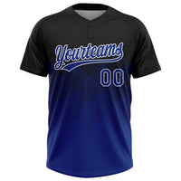 Custom Black Royal-White 3D Gradient Square Shape Two-Button Unisex Softball Jersey