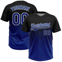 Custom Black Royal-White 3D Gradient Square Shape Two-Button Unisex Softball Jersey