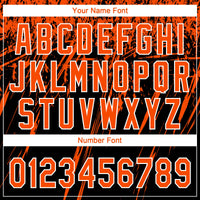 Custom Black Orange-White Distressed Scratch Brush Stroke Star Raglan Sleeves Two-Button Unisex Softball Jersey