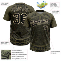 Custom Olive Black-Cream Ethnic Aztec Mexican Heritage Two-Button Unisex Softball Jersey