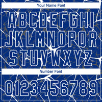 Custom Royal White  Abstract Network Two-Button Unisex Softball Jersey