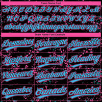 Custom Black Sky Blue Pink-Light Blue Abstract Shattered Paint Splatter Two-Button Unisex Softball Jersey