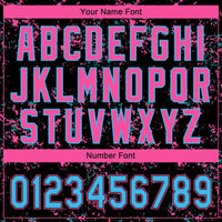 Custom Black Sky Blue Pink-Light Blue Abstract Shattered Paint Splatter Two-Button Unisex Softball Jersey