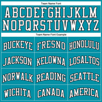 Custom Teal White Pinstripe White-Black Authentic Basketball Jersey