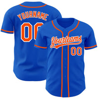 Custom Baseball Jersey - Thunder Blue Orange-White Authentic