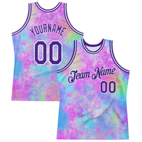 Custom Tie Dye Purple-White 3D Watercolor Gradient Authentic Basketball Jersey